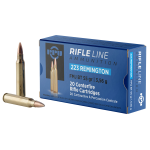 PPU PP223F1 Standard Rifle  223Rem 55gr Full Metal Jacket Boat Tail 20 Per Box/50 Case